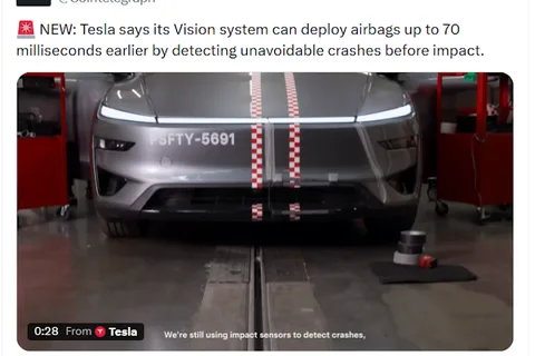 Tesla Says Vision System Can Deploy Airbags Before Impact