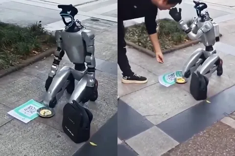 Robot Seen on Street Begging for Change