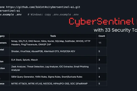 CyberSentinel AI with 33 Security Tools, Including Nmap, SQLMap, ZAP, and uses Claude, GPT